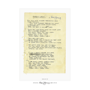 Rossi/Young 'Shady Lady' Lyric Sheet Poster