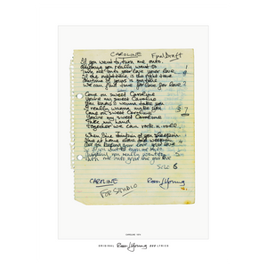 Rossi/Young 'Caroline' Lyric Sheet Poster