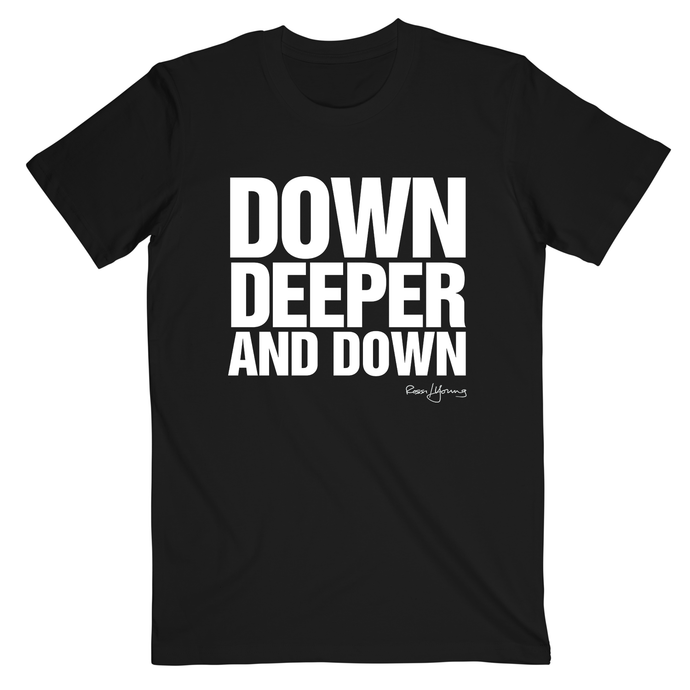 Rossi/Young 'Down Down' Slogan Lyric Black Tee